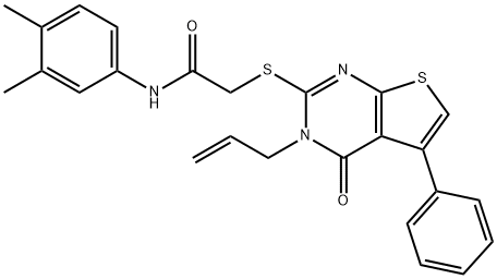 2-[(3-allyl-4-oxo-5-phenyl-3,4-dihydrothieno[2,3-d]pyrimidin-2-yl)sulfanyl]-N-(3,4-dimethylphenyl)acetamide 구조식 이미지