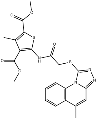 dimethyl 3-methyl-5-({[(5-methyl[1,2,4]triazolo[4,3-a]quinolin-1-yl)sulfanyl]acetyl}amino)-2,4-thiophenedicarboxylate 구조식 이미지