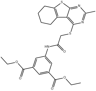 diethyl 5-({[(2-methyl-5,6,7,8-tetrahydro[1]benzothieno[2,3-d]pyrimidin-4-yl)sulfanyl]acetyl}amino)isophthalate 구조식 이미지