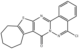 5-chloro-10,11,12,13-tetrahydro-8H,9H-cyclohepta[4',5']thieno[2',3':4,5]pyrimido[2,1-a]phthalazin-8-one Structure