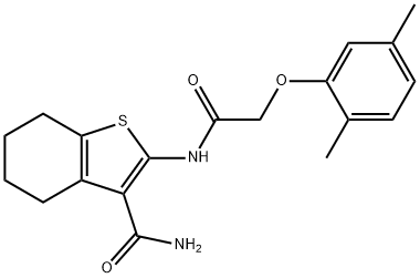 2-{[(2,5-dimethylphenoxy)acetyl]amino}-4,5,6,7-tetrahydro-1-benzothiophene-3-carboxamide Structure