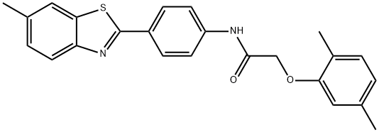 2-(2,5-dimethylphenoxy)-N-[4-(6-methyl-1,3-benzothiazol-2-yl)phenyl]acetamide 구조식 이미지
