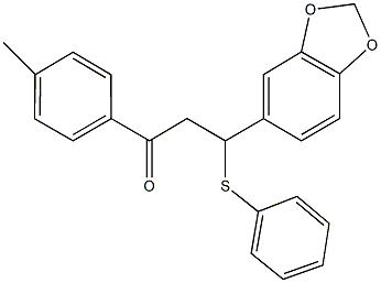 3-(1,3-benzodioxol-5-yl)-1-(4-methylphenyl)-3-(phenylsulfanyl)-1-propanone Structure
