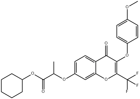 cyclohexyl 2-{[3-(4-methoxyphenoxy)-4-oxo-2-(trifluoromethyl)-4H-chromen-7-yl]oxy}propanoate 구조식 이미지