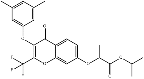 isopropyl 2-{[3-(3,5-dimethylphenoxy)-4-oxo-2-(trifluoromethyl)-4H-chromen-7-yl]oxy}propanoate 구조식 이미지