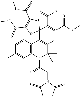 tetramethyl 6-[(2,5-dioxo-1-pyrrolidinyl)acetyl]-5,5,8-trimethyl-5,6-dihydrospiro(1H-thiopyrano[2,3-c]quinoline-1,2'-[1,3]-dithiole)-2,3,4',5'-tetracarboxylate 구조식 이미지