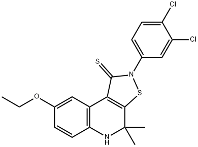 2-(3,4-dichlorophenyl)-8-ethoxy-4,4-dimethyl-4,5-dihydroisothiazolo[5,4-c]quinoline-1(2H)-thione Structure