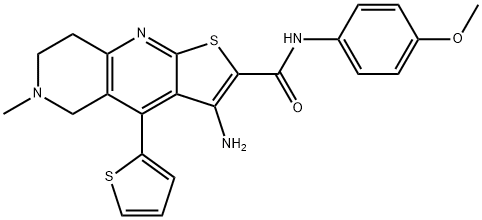 3-amino-N-(4-methoxyphenyl)-6-methyl-4-(2-thienyl)-5,6,7,8-tetrahydrothieno[2,3-b][1,6]naphthyridine-2-carboxamide Structure