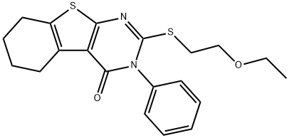 2-[(2-ethoxyethyl)sulfanyl]-3-phenyl-5,6,7,8-tetrahydro[1]benzothieno[2,3-d]pyrimidin-4(3H)-one 구조식 이미지