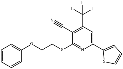 2-[(2-phenoxyethyl)sulfanyl]-6-(2-thienyl)-4-(trifluoromethyl)nicotinonitrile Structure