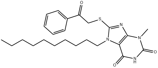 7-decyl-3-methyl-8-[(2-oxo-2-phenylethyl)sulfanyl]-3,7-dihydro-1H-purine-2,6-dione Structure