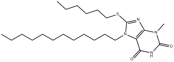 7-dodecyl-8-(hexylsulfanyl)-3-methyl-3,7-dihydro-1H-purine-2,6-dione 구조식 이미지