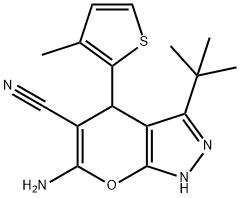 6-amino-3-tert-butyl-4-(3-methyl-2-thienyl)-1,4-dihydropyrano[2,3-c]pyrazole-5-carbonitrile 구조식 이미지