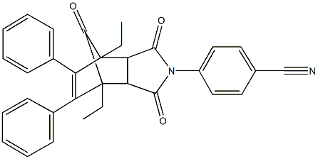 4-(1,7-diethyl-3,5,10-trioxo-8,9-diphenyl-4-azatricyclo[5.2.1.0~2,6~]dec-8-en-4-yl)benzonitrile Structure