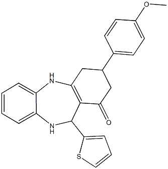 3-(4-methoxyphenyl)-11-(2-thienyl)-2,3,4,5,10,11-hexahydro-1H-dibenzo[b,e][1,4]diazepin-1-one Structure