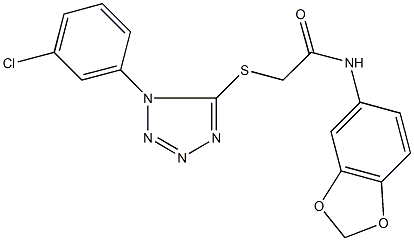 N-(1,3-benzodioxol-5-yl)-2-{[1-(3-chlorophenyl)-1H-tetraazol-5-yl]sulfanyl}acetamide 구조식 이미지