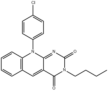 3-butyl-10-(4-chlorophenyl)pyrimido[4,5-b]quinoline-2,4(3H,10H)-dione 구조식 이미지