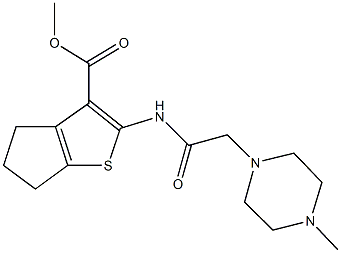 methyl 2-{[(4-methyl-1-piperazinyl)acetyl]amino}-5,6-dihydro-4H-cyclopenta[b]thiophene-3-carboxylate 구조식 이미지