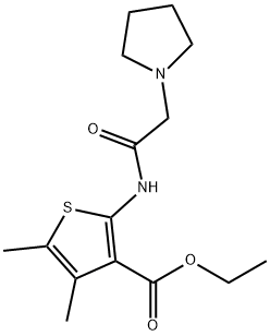 ethyl 4,5-dimethyl-2-[(1-pyrrolidinylacetyl)amino]-3-thiophenecarboxylate 구조식 이미지