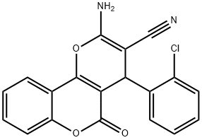 2-amino-4-(2-chlorophenyl)-5-oxo-4H,5H-pyrano[3,2-c]chromene-3-carbonitrile Structure