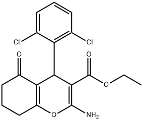 ethyl 2-amino-4-(2,6-dichlorophenyl)-5-oxo-5,6,7,8-tetrahydro-4H-chromene-3-carboxylate 구조식 이미지