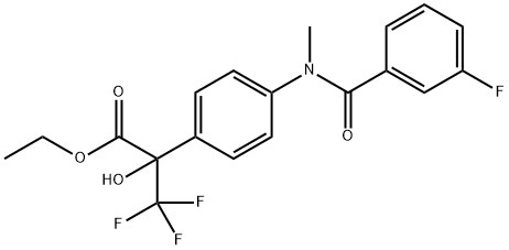 ethyl 3,3,3-trifluoro-2-{4-[(3-fluorobenzoyl)(methyl)amino]phenyl}-2-hydroxypropanoate 구조식 이미지