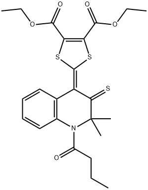 diethyl 2-(1-butyryl-2,2-dimethyl-3-thioxo-2,3-dihydro-4(1H)-quinolinylidene)-1,3-dithiole-4,5-dicarboxylate Structure