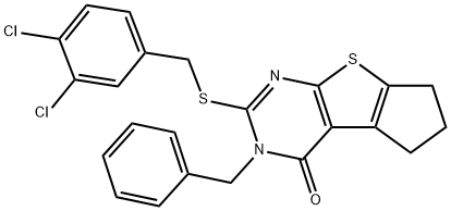 3-benzyl-2-[(3,4-dichlorobenzyl)sulfanyl]-3,5,6,7-tetrahydro-4H-cyclopenta[4,5]thieno[2,3-d]pyrimidin-4-one Structure