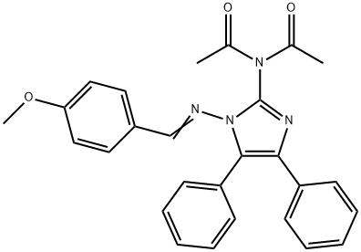 N-acetyl-N-{1-[(4-methoxybenzylidene)amino]-4,5-diphenyl-1H-imidazol-2-yl}acetamide 구조식 이미지