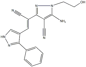 5-amino-3-[1-cyano-2-(3-phenyl-1H-pyrazol-4-yl)vinyl]-1-(2-hydroxyethyl)-1H-pyrazole-4-carbonitrile Structure