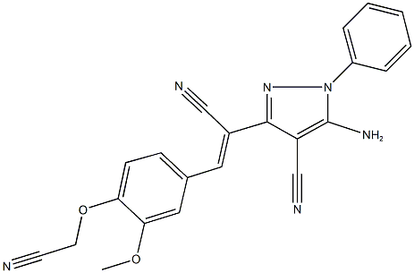 5-amino-3-{1-cyano-2-[4-(cyanomethoxy)-3-methoxyphenyl]vinyl}-1-phenyl-1H-pyrazole-4-carbonitrile Structure