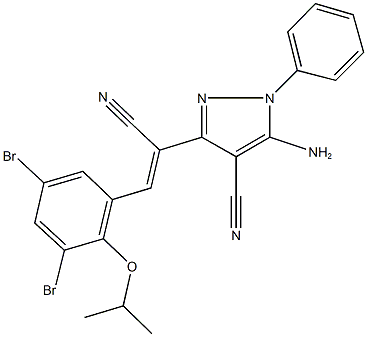 5-amino-3-[1-cyano-2-(3,5-dibromo-2-isopropoxyphenyl)vinyl]-1-phenyl-1H-pyrazole-4-carbonitrile Structure
