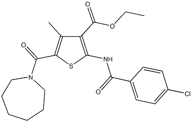 ethyl 5-(1-azepanylcarbonyl)-2-[(4-chlorobenzoyl)amino]-4-methyl-3-thiophenecarboxylate Structure