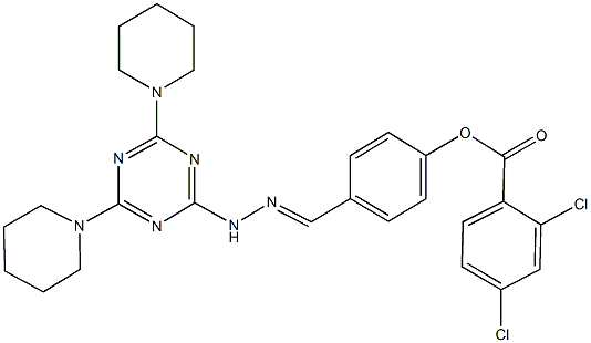 4-{2-[4,6-di(1-piperidinyl)-1,3,5-triazin-2-yl]carbohydrazonoyl}phenyl 2,4-dichlorobenzoate 구조식 이미지