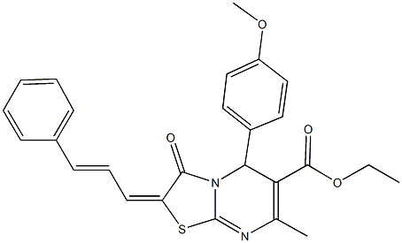 ethyl 5-(4-methoxyphenyl)-7-methyl-3-oxo-2-(3-phenyl-2-propenylidene)-2,3-dihydro-5H-[1,3]thiazolo[3,2-a]pyrimidine-6-carboxylate 구조식 이미지