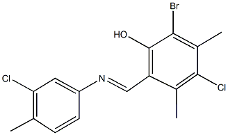 2-bromo-4-chloro-6-{[(3-chloro-4-methylphenyl)imino]methyl}-3,5-dimethylphenol Structure