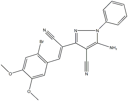 5-amino-3-[2-(2-bromo-4,5-dimethoxyphenyl)-1-cyanovinyl]-1-phenyl-1H-pyrazole-4-carbonitrile 구조식 이미지