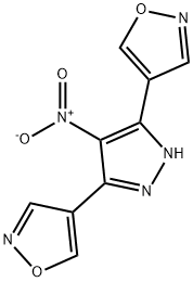 4-[4-nitro-5-(4-isoxazolyl)-1H-pyrazol-3-yl]isoxazole 구조식 이미지