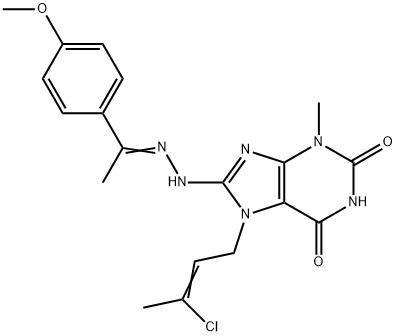 7-(3-chloro-2-butenyl)-8-{2-[1-(4-methoxyphenyl)ethylidene]hydrazino}-3-methyl-3,7-dihydro-1H-purine-2,6-dione Structure