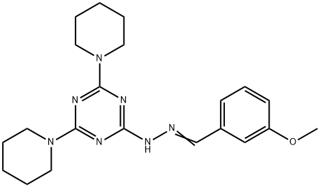 3-methoxybenzaldehyde (4,6-dipiperidin-1-yl-1,3,5-triazin-2-yl)hydrazone 구조식 이미지