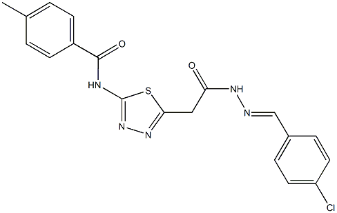 N-(5-{2-[2-(4-chlorobenzylidene)hydrazino]-2-oxoethyl}-1,3,4-thiadiazol-2-yl)-4-methylbenzamide Structure