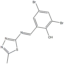 2,4-dibromo-6-{[(5-methyl-1,3,4-thiadiazol-2-yl)imino]methyl}phenol 구조식 이미지