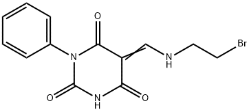 5-{[(2-bromoethyl)amino]methylene}-1-phenyl-2,4,6(1H,3H,5H)-pyrimidinetrione 구조식 이미지