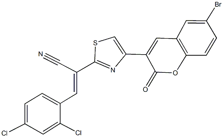 2-[4-(6-bromo-2-oxo-2H-chromen-3-yl)-1,3-thiazol-2-yl]-3-(2,4-dichlorophenyl)acrylonitrile 구조식 이미지