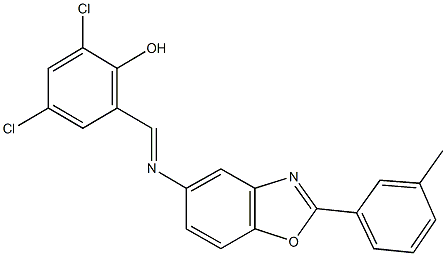 2,4-dichloro-6-({[2-(3-methylphenyl)-1,3-benzoxazol-5-yl]imino}methyl)phenol 구조식 이미지