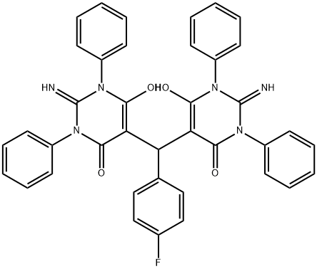 5-[(4-fluorophenyl)(6-hydroxy-2-imino-4-oxo-1,3-diphenyl-1,2,3,4-tetrahydro-5-pyrimidinyl)methyl]-6-hydroxy-2-imino-1,3-diphenyl-2,3-dihydro-4(1H)-pyrimidinone Structure