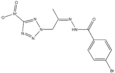 4-bromo-N'-(2-{5-nitro-2H-tetraazol-2-yl}-1-methylethylidene)benzohydrazide 구조식 이미지