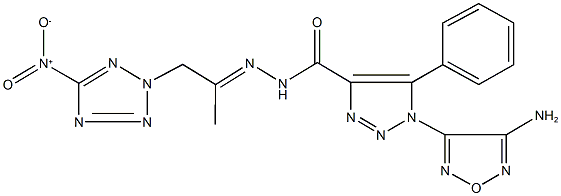 1-(4-amino-1,2,5-oxadiazol-3-yl)-N'-(2-{5-nitro-2H-tetraazol-2-yl}-1-methylethylidene)-5-phenyl-1H-1,2,3-triazole-4-carbohydrazide Structure