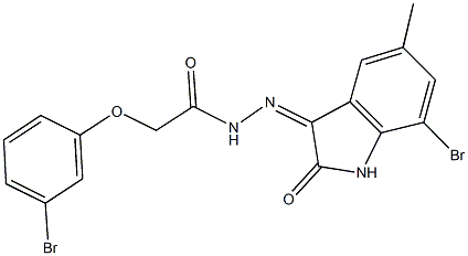 N'-(7-bromo-5-methyl-2-oxo-1,2-dihydro-3H-indol-3-ylidene)-2-(3-bromophenoxy)acetohydrazide 구조식 이미지