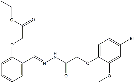 ethyl (2-{2-[(4-bromo-2-methoxyphenoxy)acetyl]carbohydrazonoyl}phenoxy)acetate 구조식 이미지